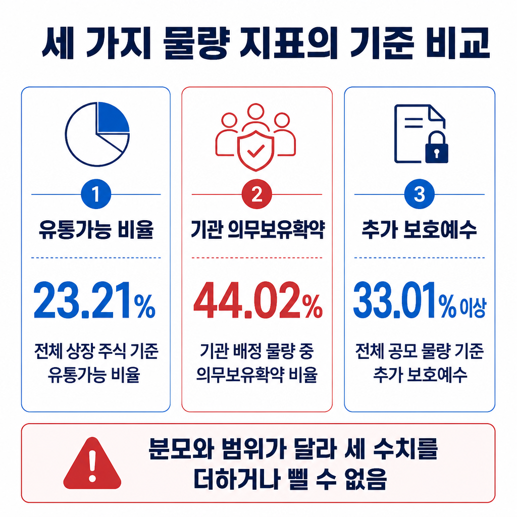 23.21%, 44.02%, 33.01% 이상 수치를 각각의 분모와 적용 범위에 따라 비교한 표